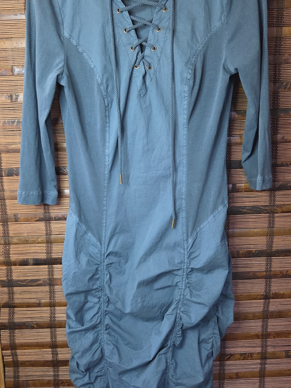 Wearables Women’s Size M Turquoise Ruched Dress 98%Cotton 4%Spandex